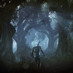 The_Witcher_3_Wild_Hunt_Geralt_alone_in_a_deep_and_dark_forest